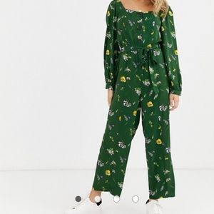 Green flowered jumpsuit